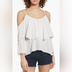 Elodie Ruffle Cold Shoulder Top